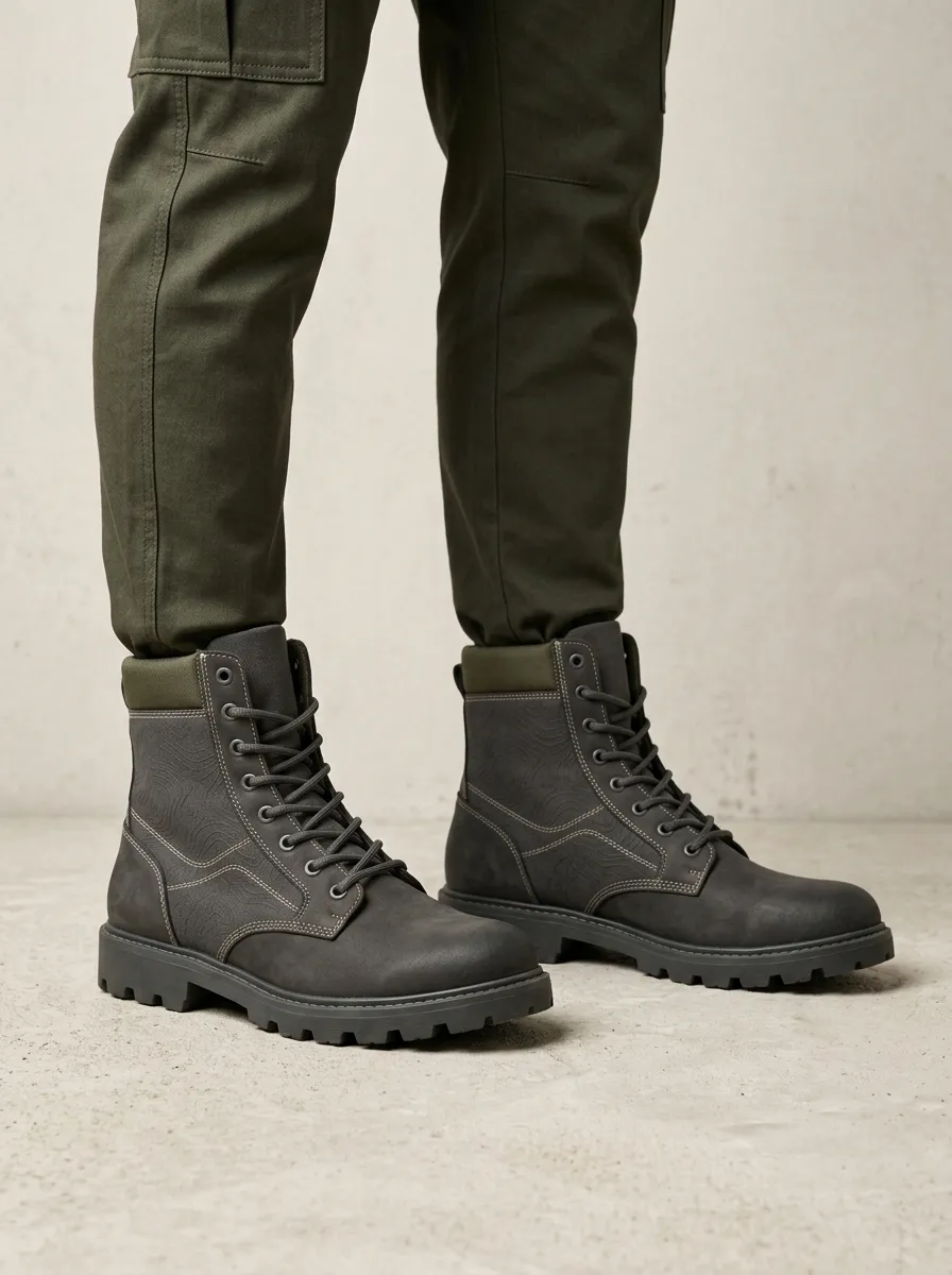 Unisex Contemporary Outdoor Lover Topographic Map Print Work Boots