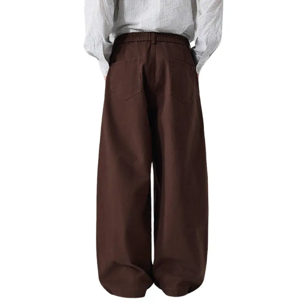 Relaxed Fit Wide Leg Pleated Men's Trousers