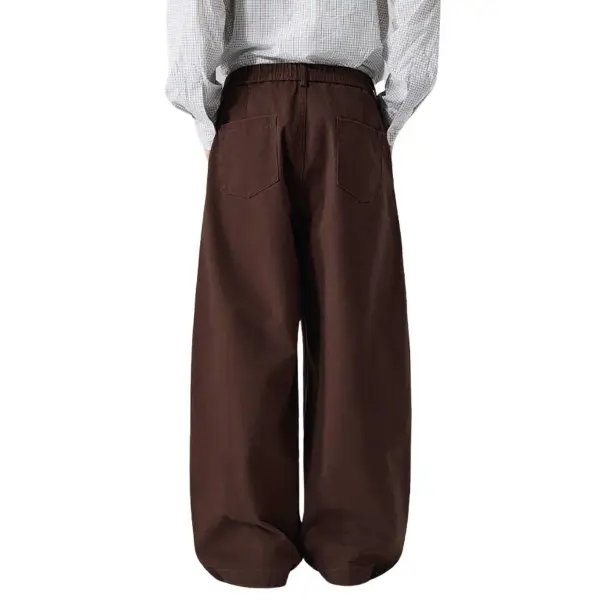 Relaxed Fit Wide Leg Pleated Men's Trousers