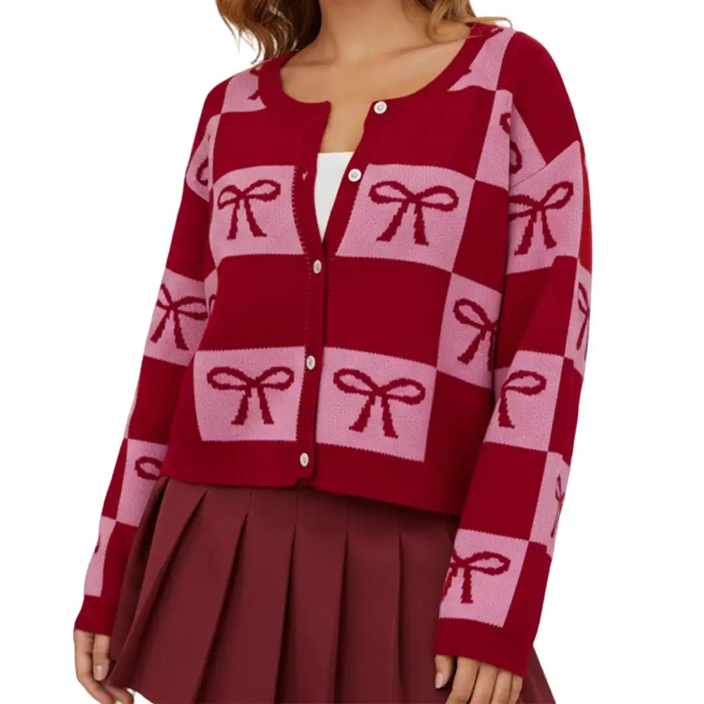 Heart Bow Button-Up Cardigan