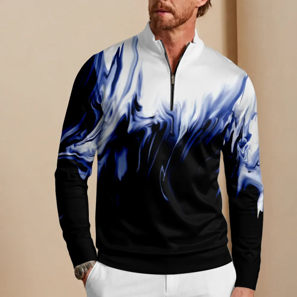 Refined Lightweight Long Sleeve Pullover Golf Shirt