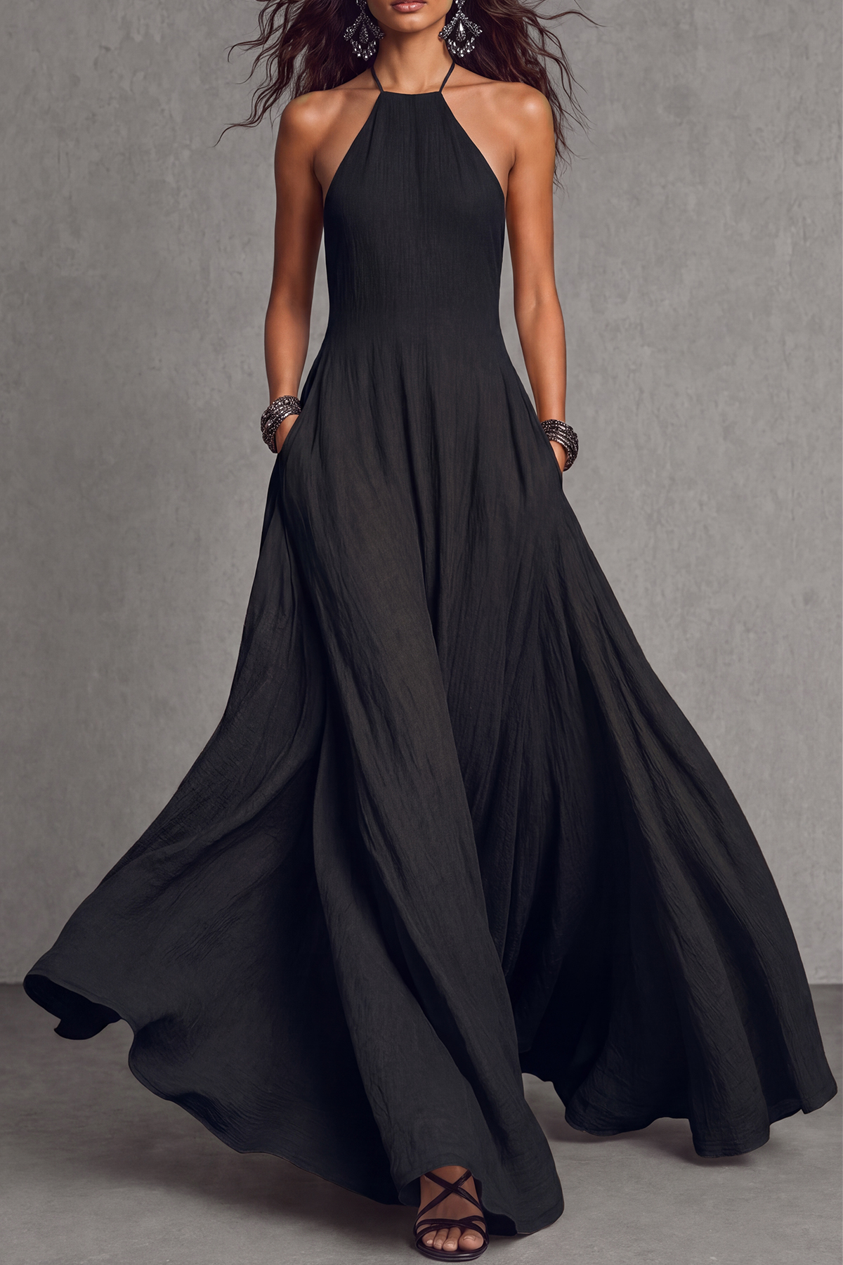 Halter Neck Backless Maxi Dress