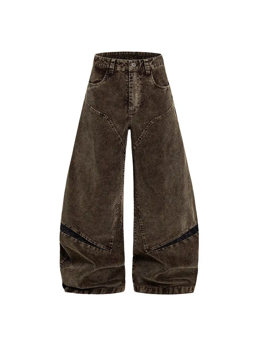 Corduroy Wide-Leg Patchwork Jeans