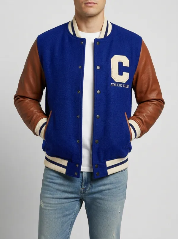 Men's Athletic Club Letter C Embroidered Wool Baseball Jacket