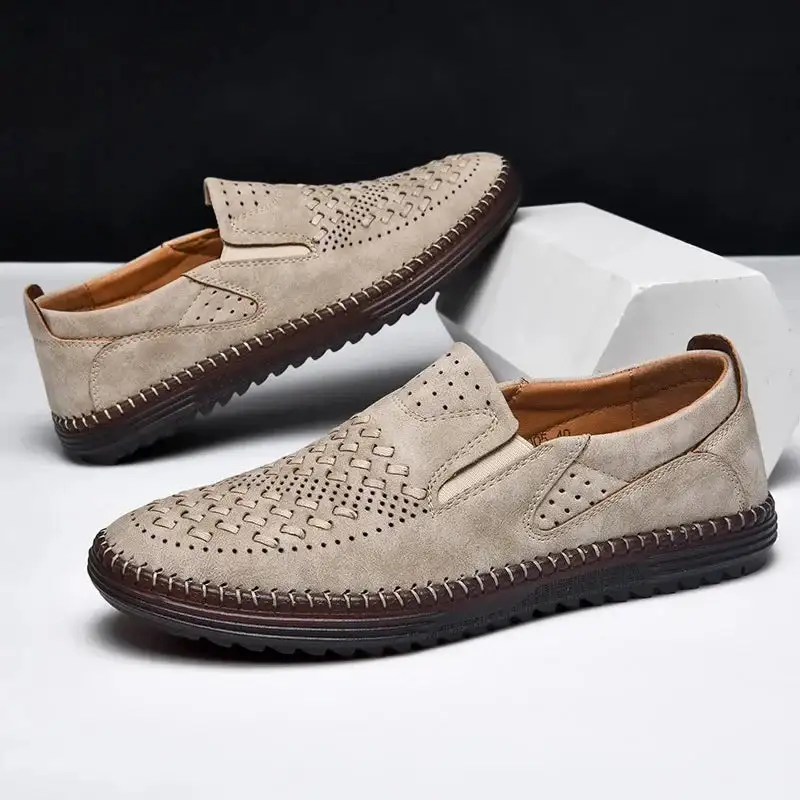 Breathable Leather Slip-On Shoes
