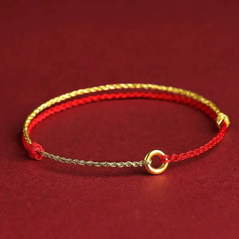 Small Buckle Braided String Adjustable Connection Bracelet Anklet