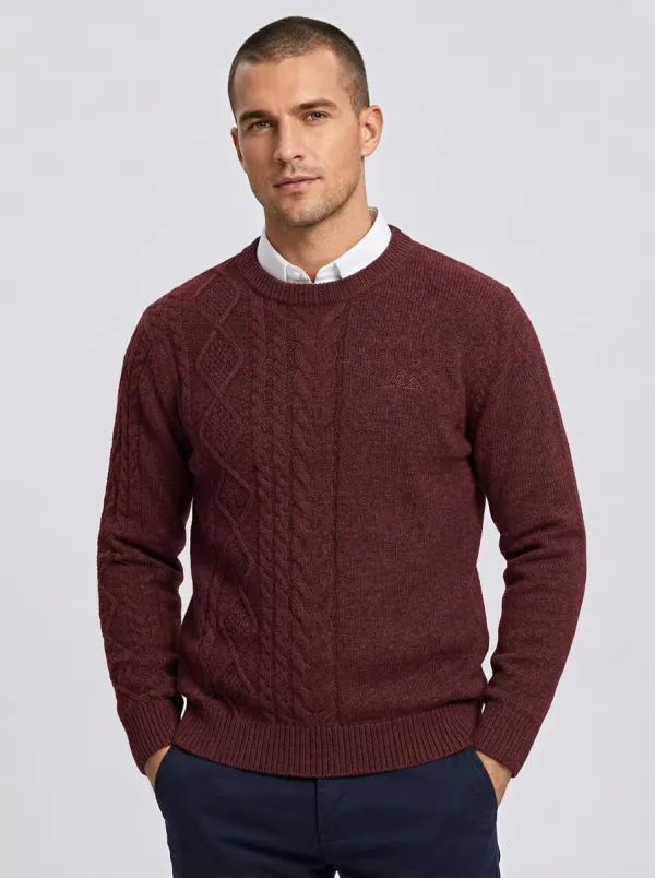 Men's Charcoal Grey Mountain Graphic Embroidered Knit Sweater