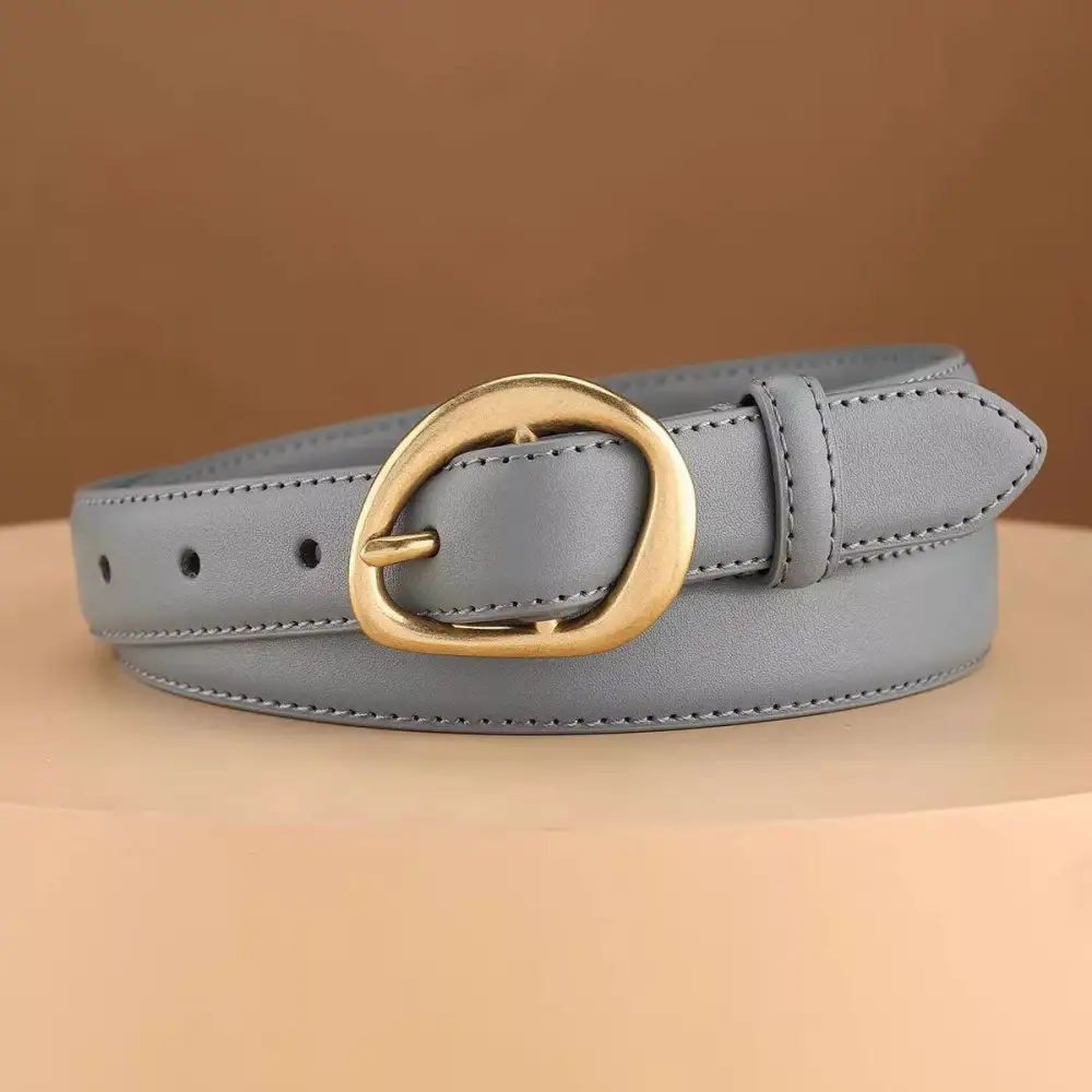 Relaxed Golden Buckle Leather Belt