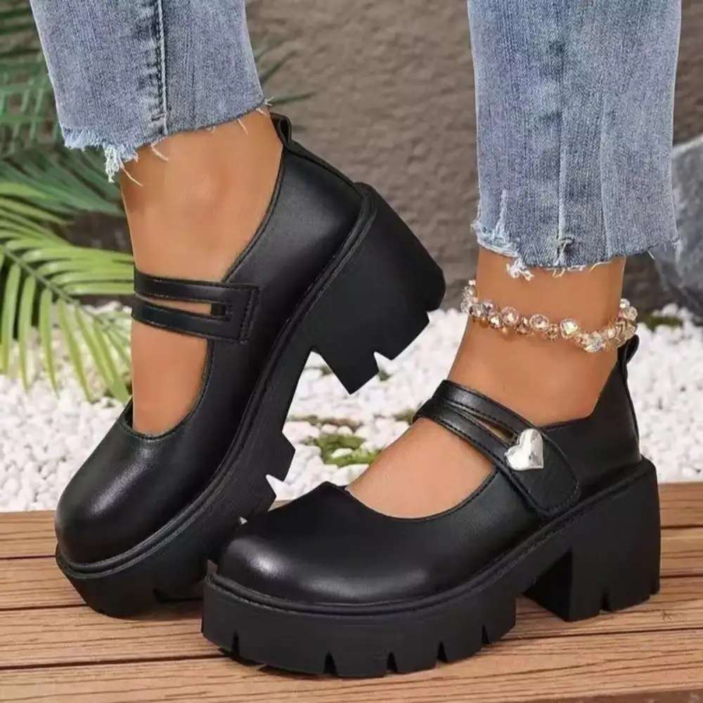 Relaxed Round Toe Block Heel Loafers