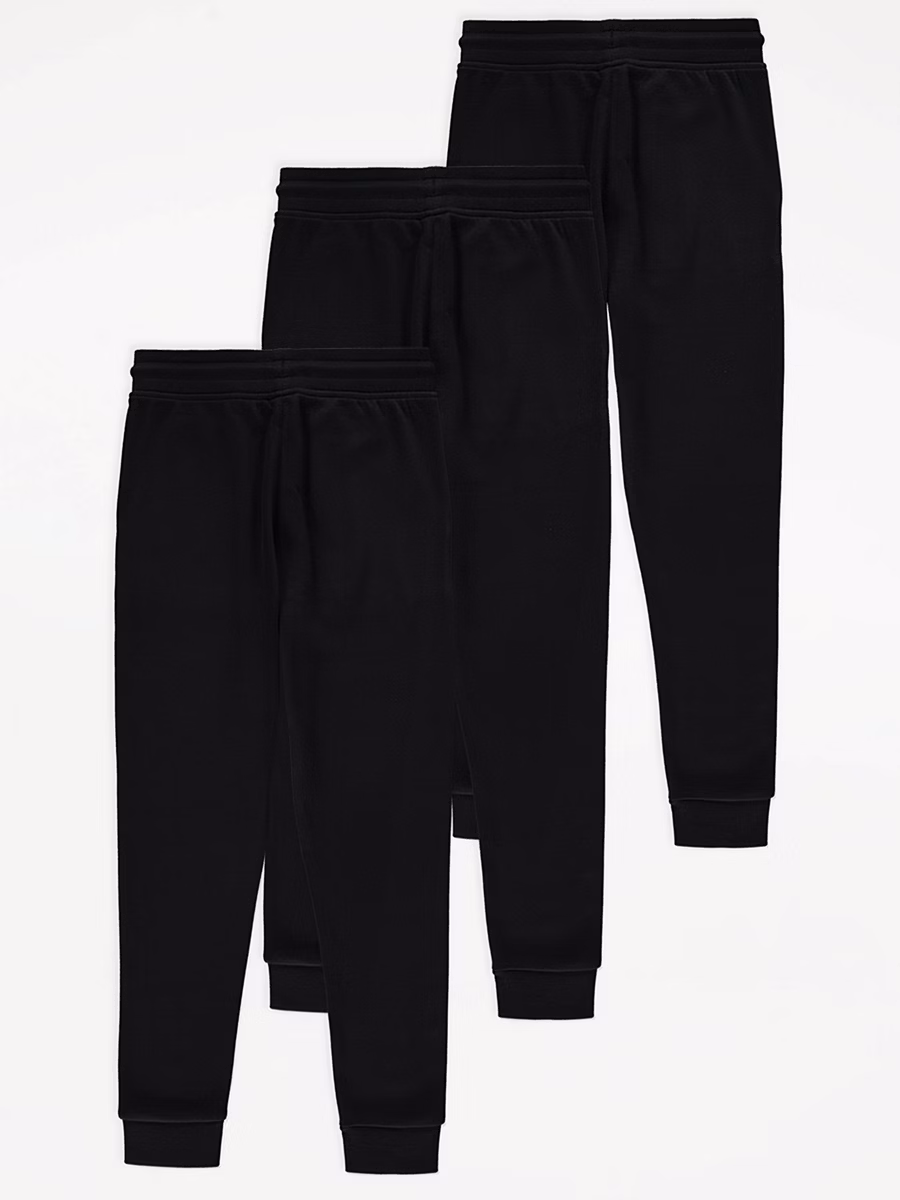 Black Cuffed Joggers 3 Pack detail 1