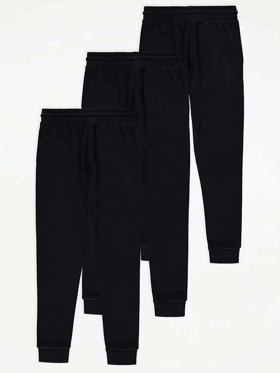 Black Cuffed Joggers 3 Pack
