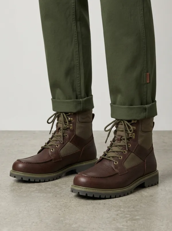 Unisex Outdoor Leather Canvas Lace-Up Work Boots