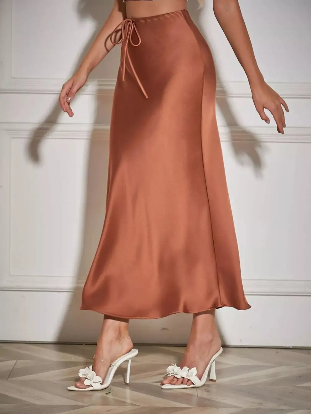 Satin Midi Belle Rive Skirt