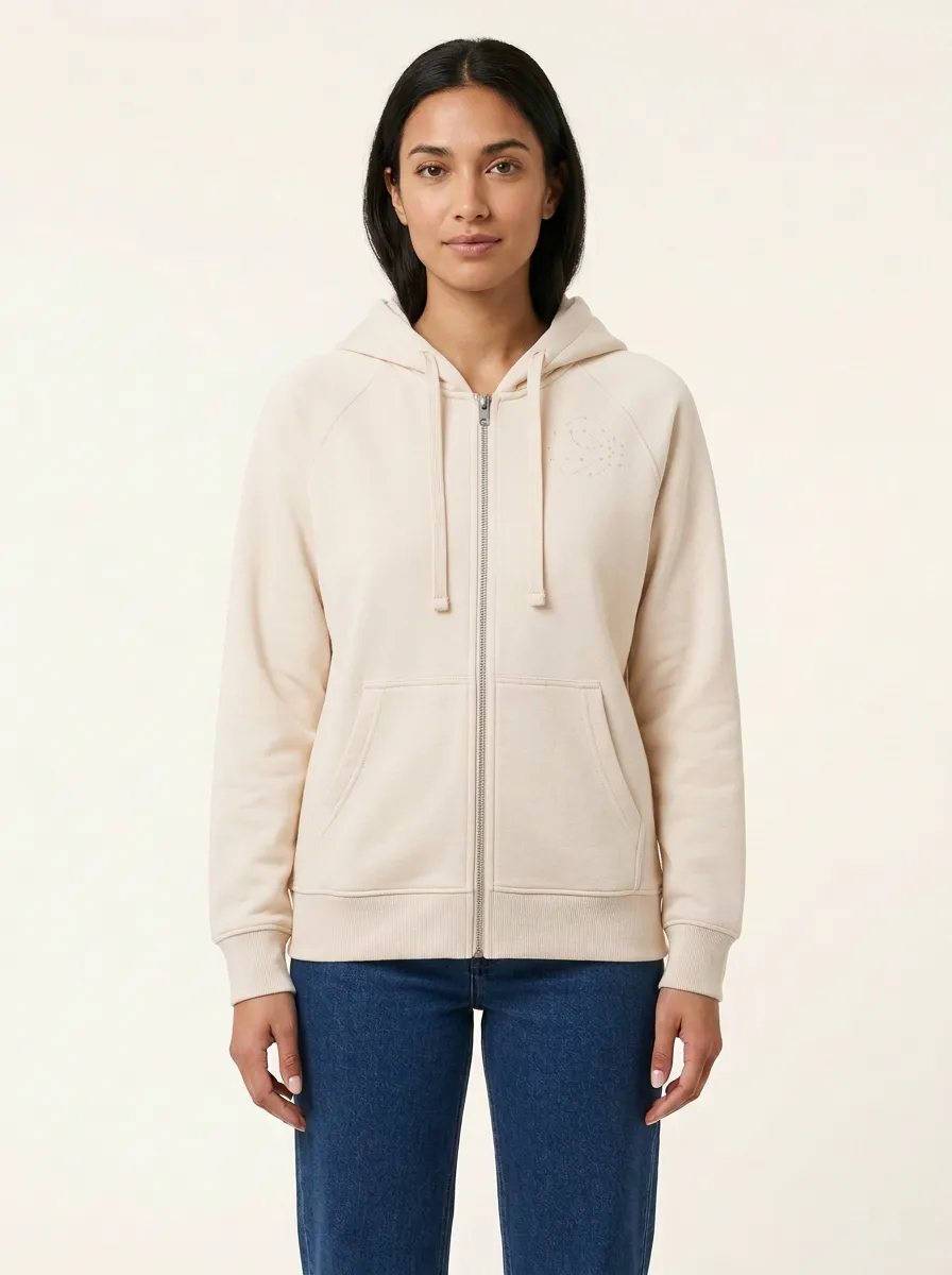 Women's Celestial-Circle Raglan Full-Zip Patch-Pocket Hoodie