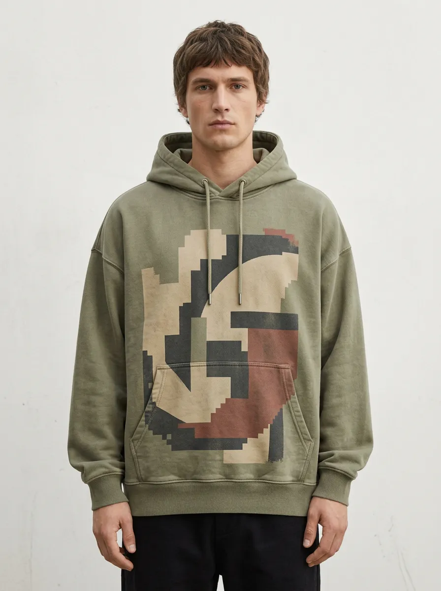 Pixel Geometric Abstract Men's Graphic Hoodie