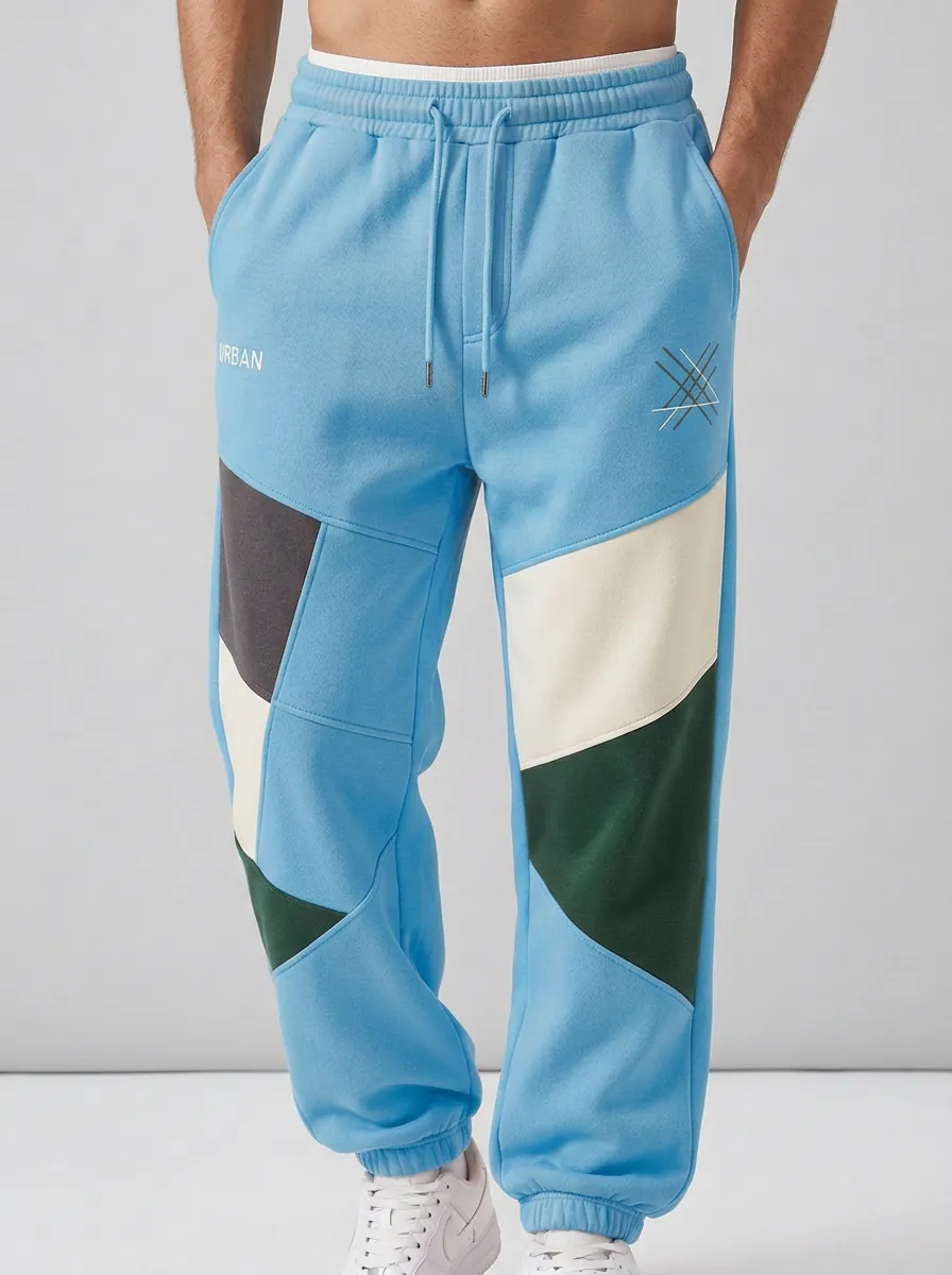 Unisex Urban Colorblock Geometry Joggers