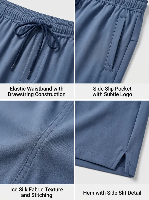 Fitness-Inspired Ice-Silk Stretch Drawstring Shorts