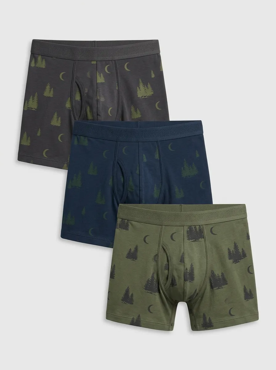 Men's 3-Pack Moon-Pine Allover Boxer Briefs