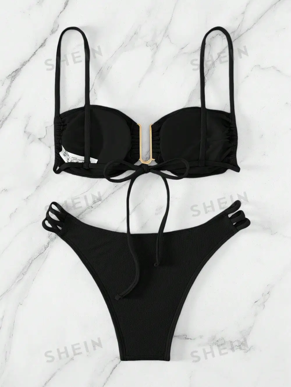 U-Buckle Ruched Cutout Bikini Set