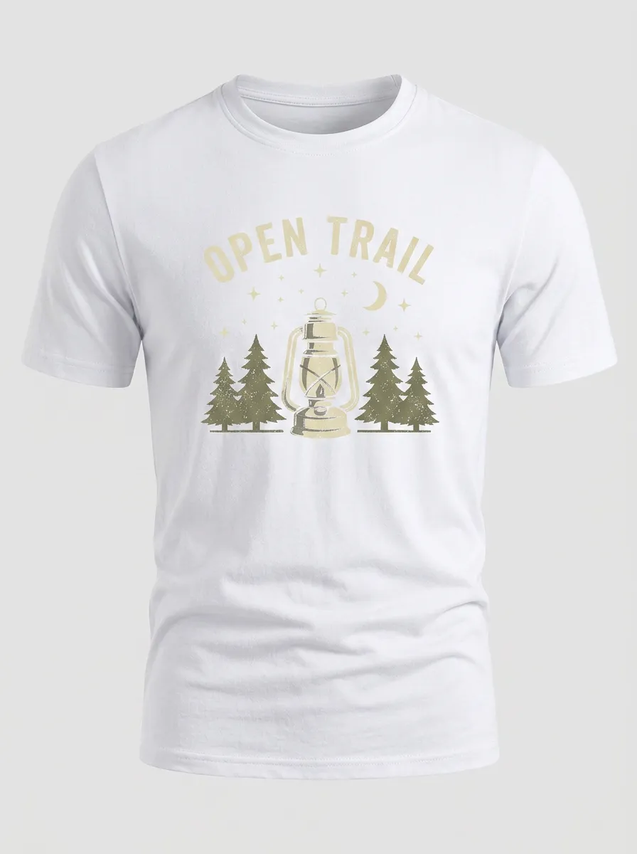 Unisex Open Trail Camping Lantern Forest Printed T-shirt