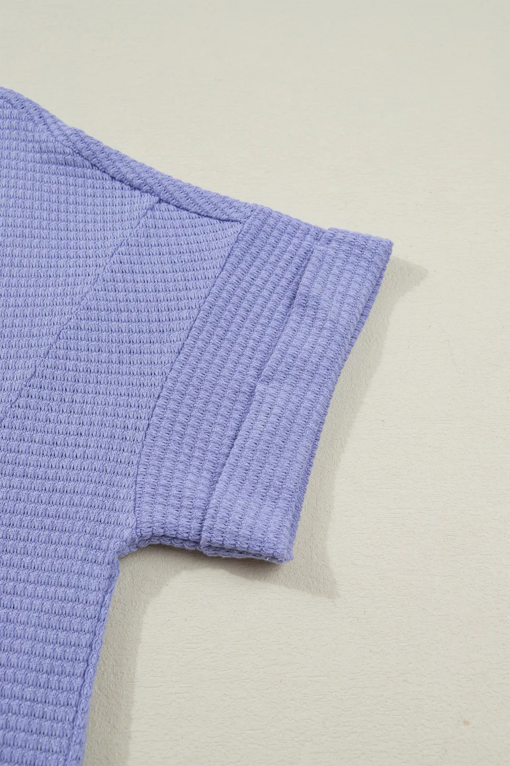 Wisteria Waffle V Neck Short Sleeve Top