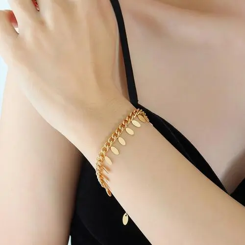 Leaf Charm Link Bracelet