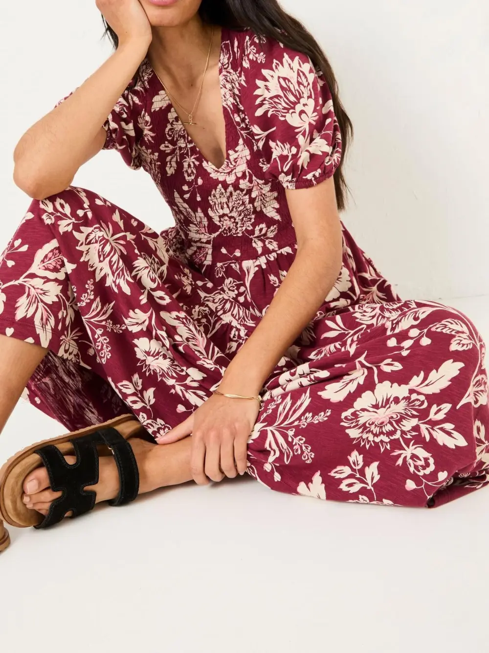 Burgundy Red Danielle Midi Dress