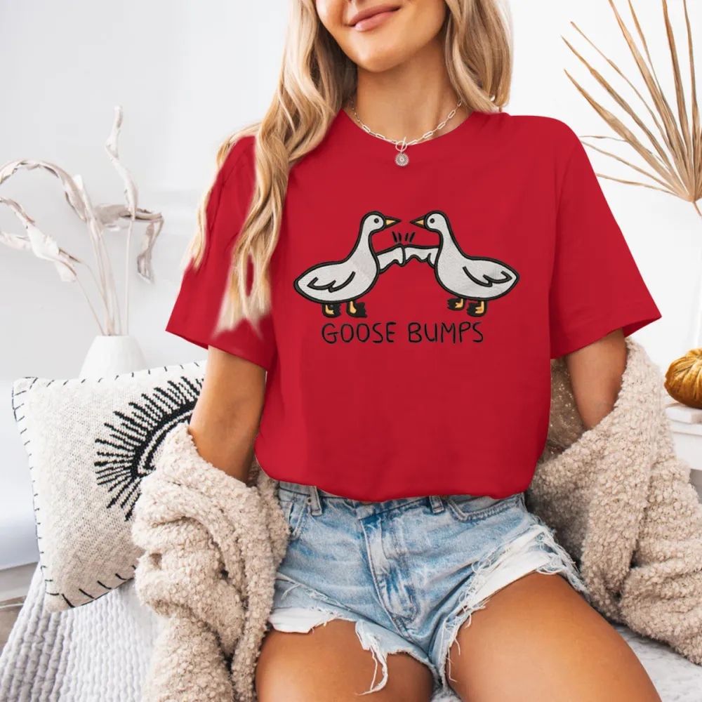 Embroidered Goose Pair T-Shirt