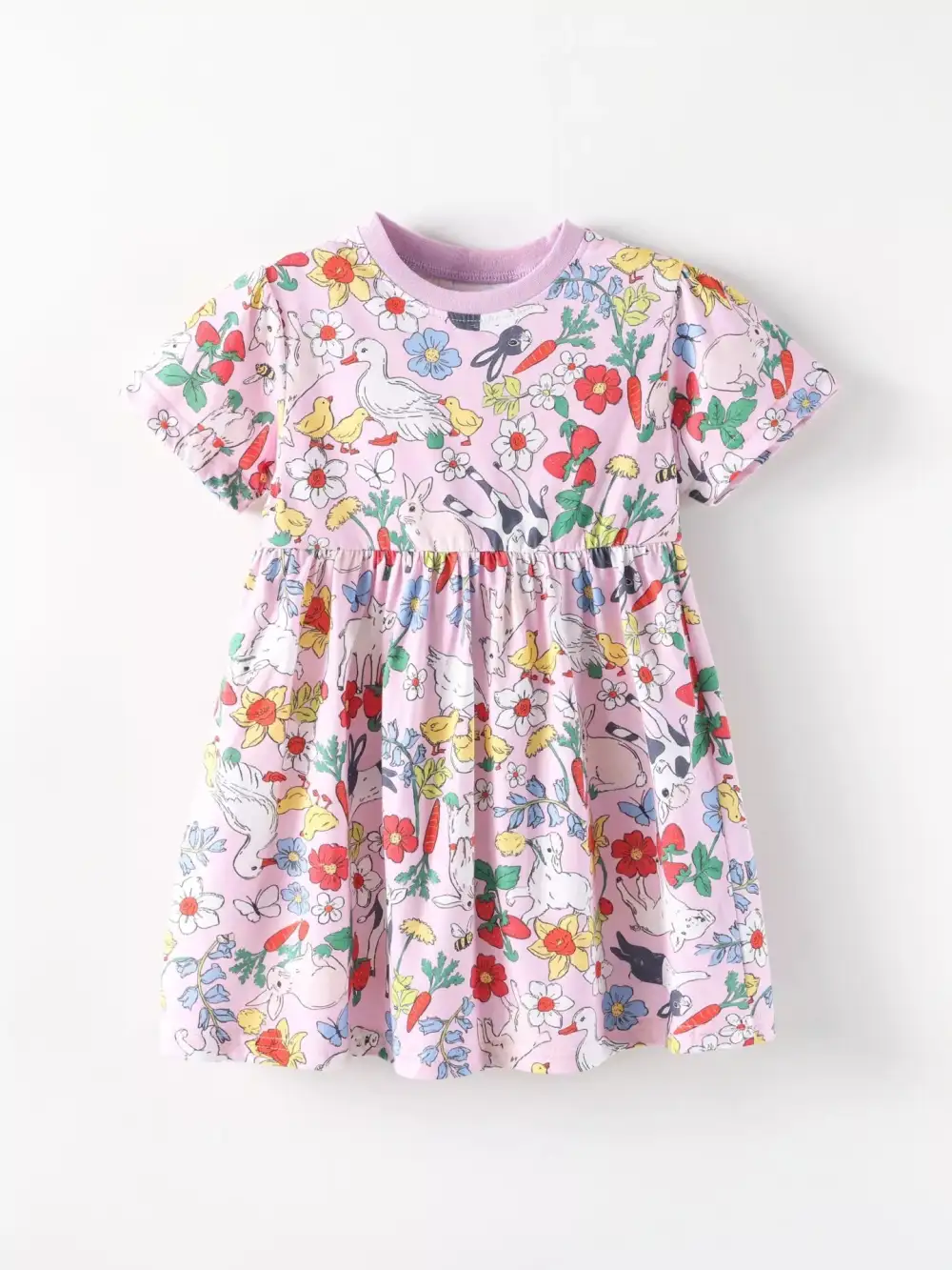 Girls Printed Round Neck Dress