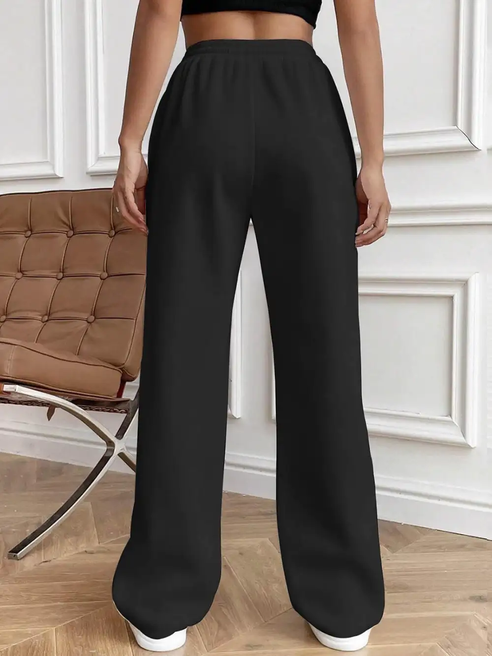 Drawstring Elastic Waist Pants With Pocket