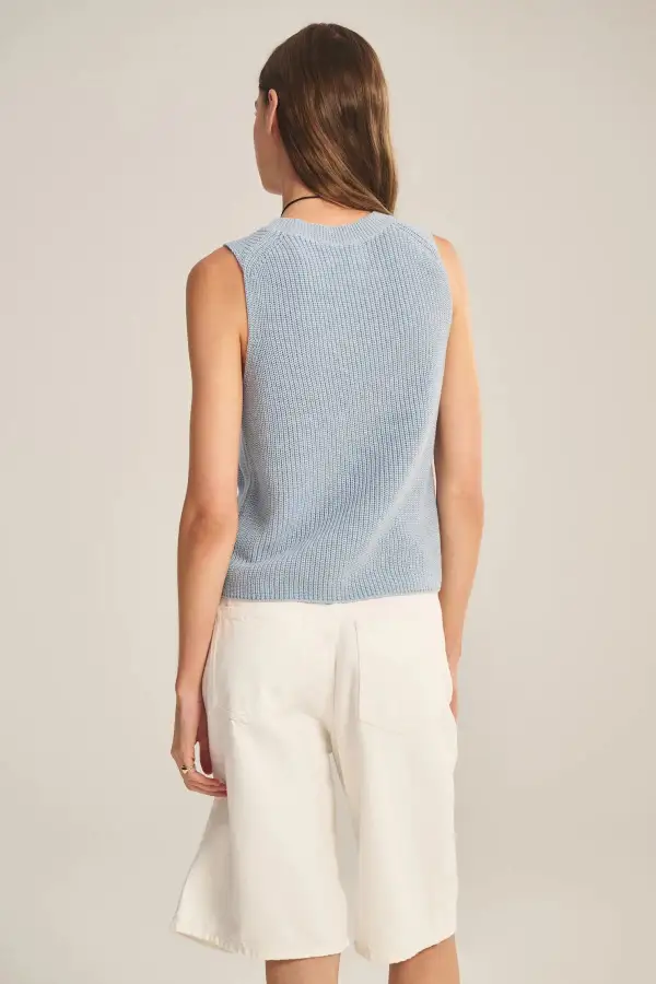 Fitted Cotton Rib Knit Sweater