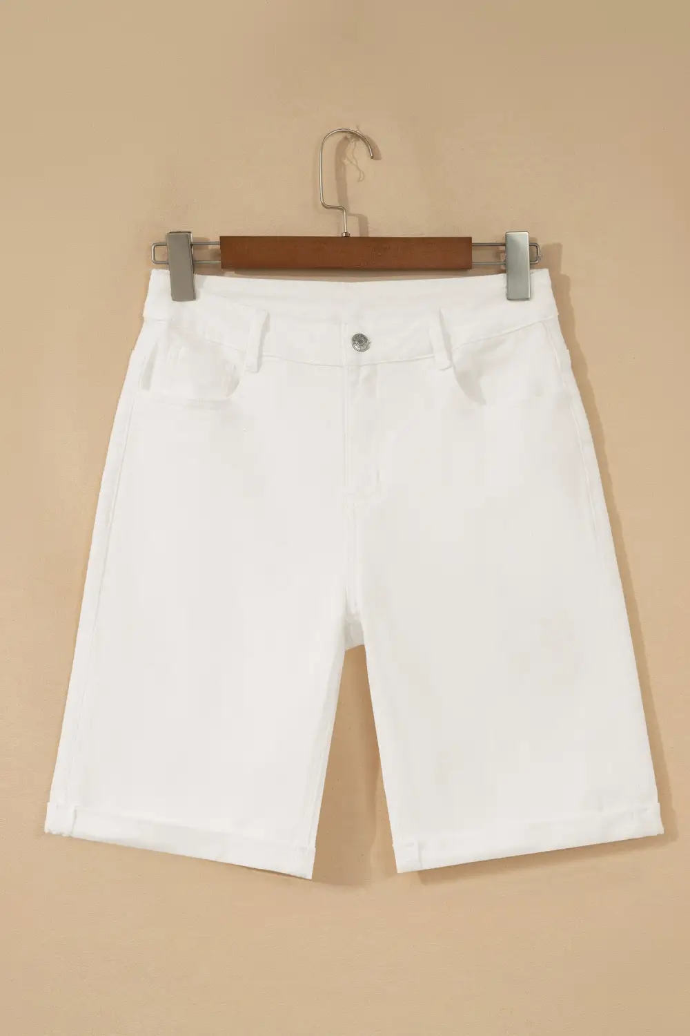 Zip-Detail Pocketed Bermuda Denim Shorts