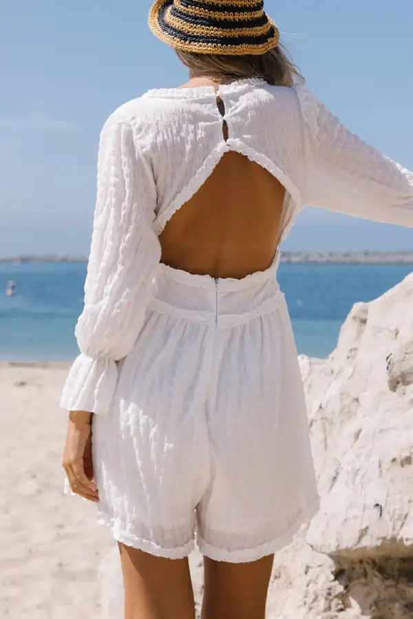 Textured Frill V Neck Bell Sleeve Mini Dress