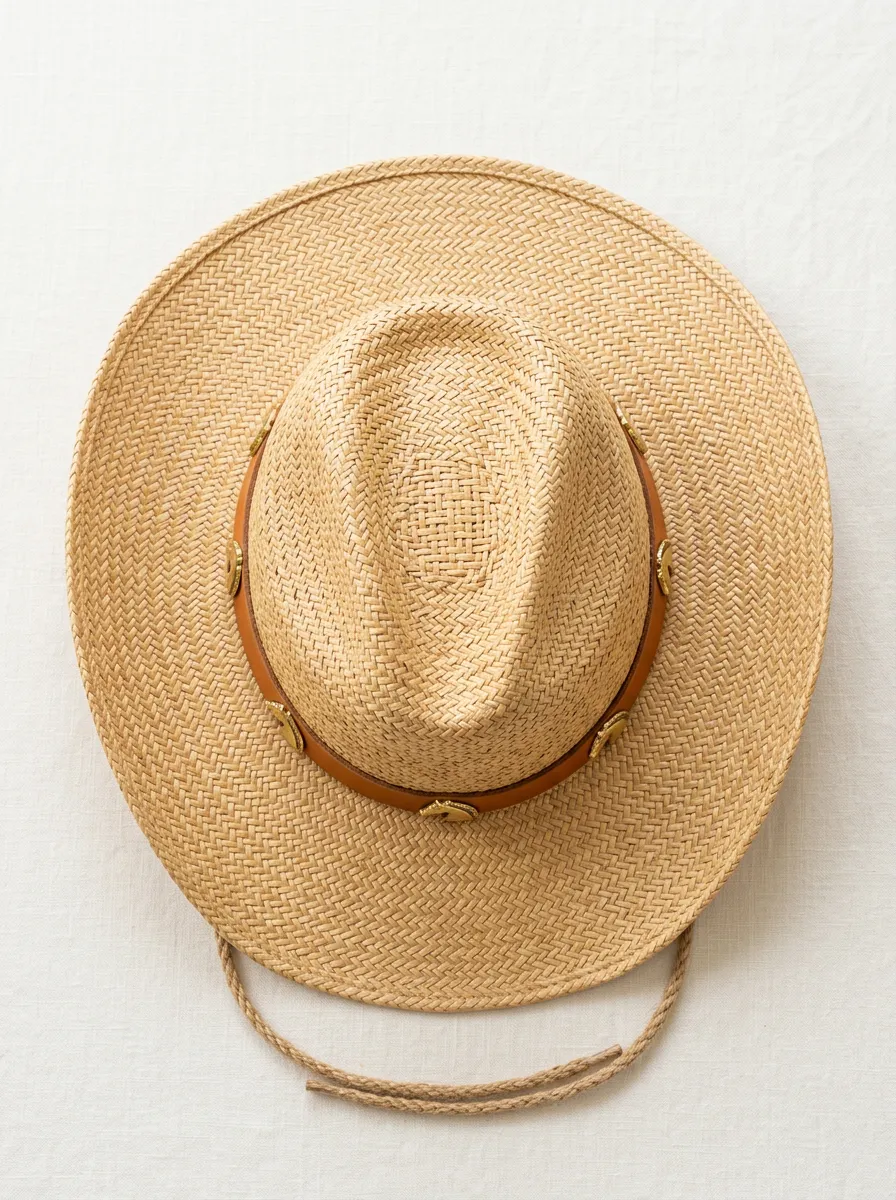 Unisex Horse Ornament Straw Cowboy Hat