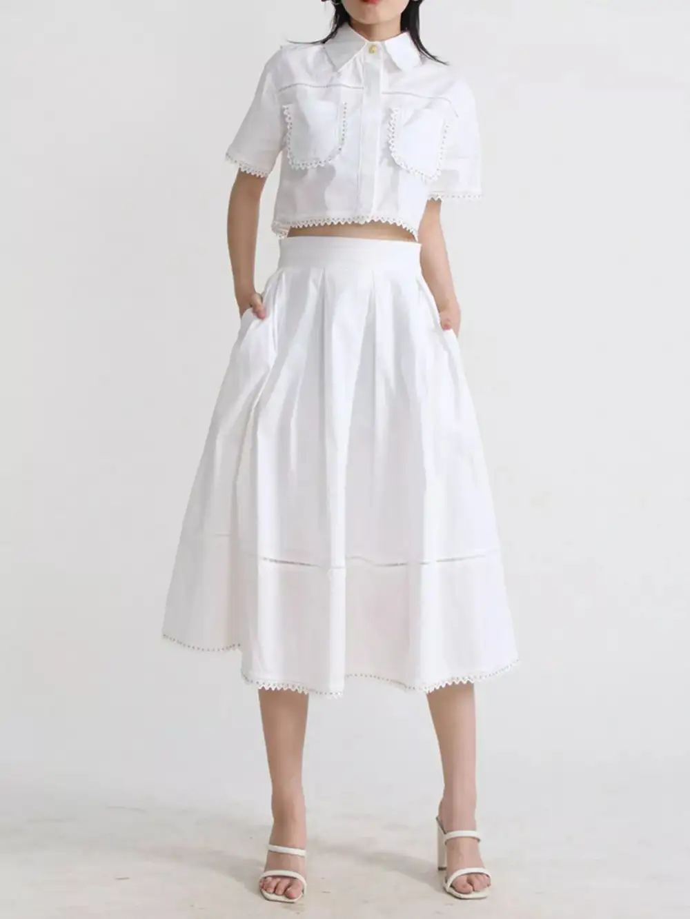 Comfort Button Front Short Sleeve Coordinated Shorts