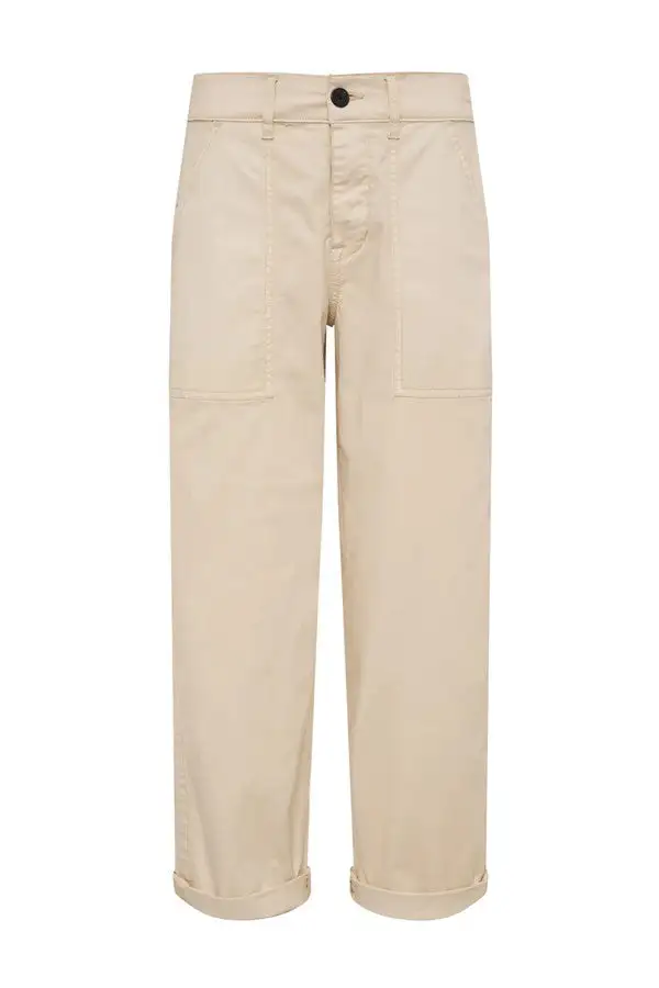 Women's White High Waist Chino Wide Leg Pants