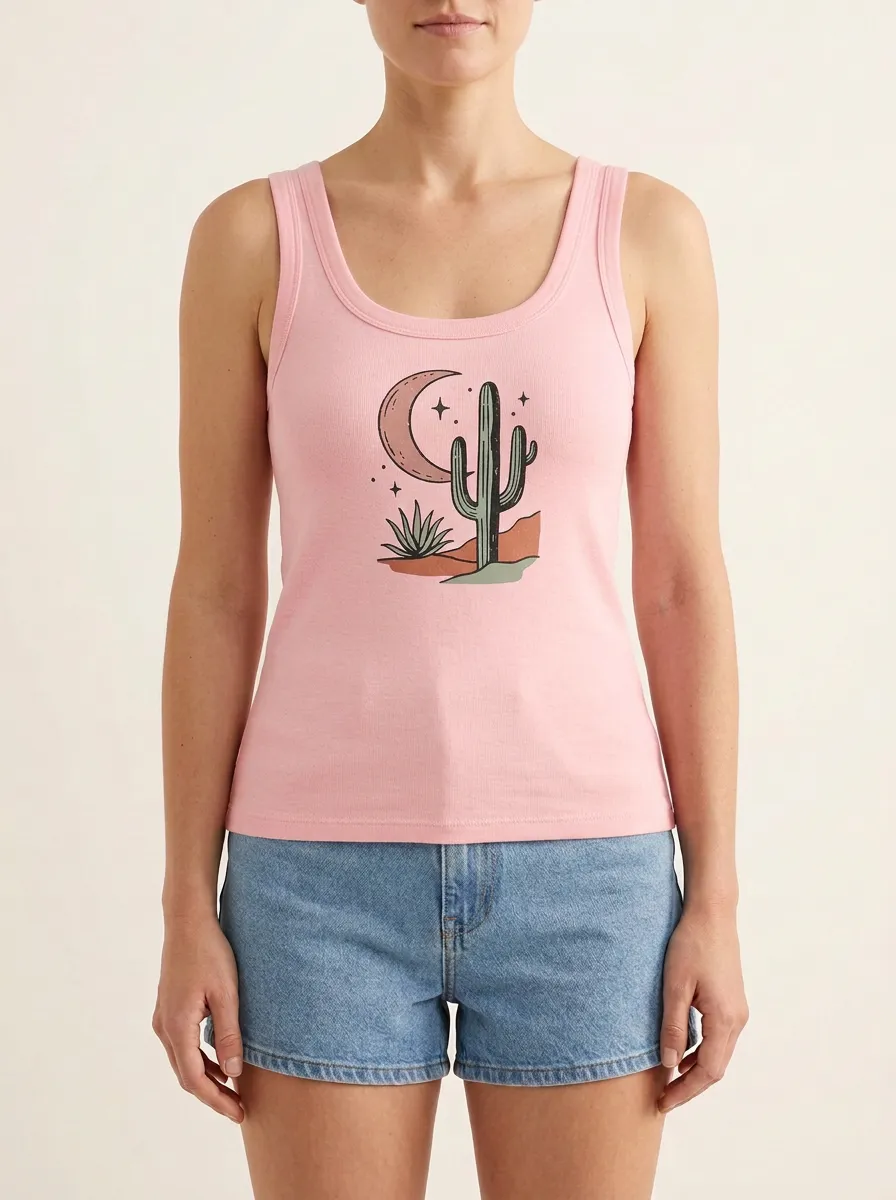 Cactus Moon Built-In Bra Tank Top