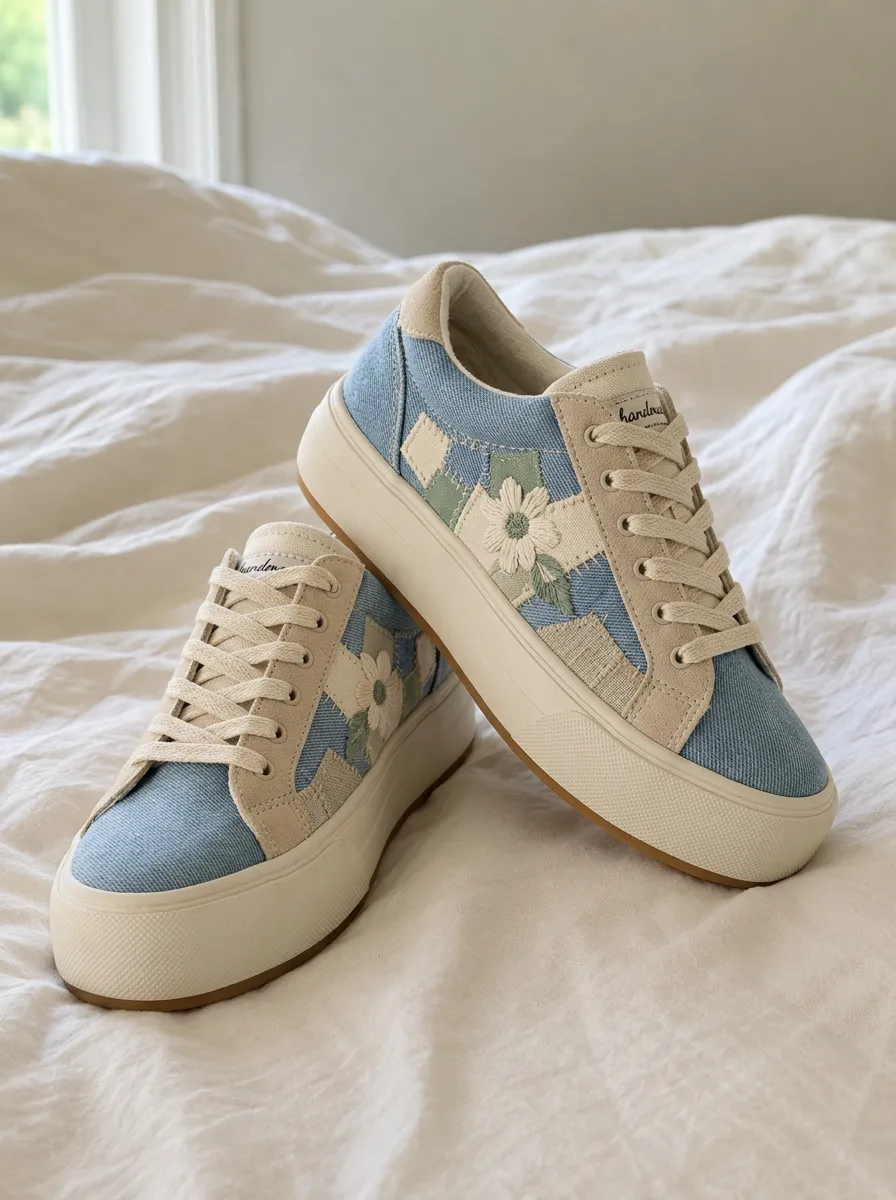 Women's Floral Patchwork Denim Embroidered Canvas Shoes
