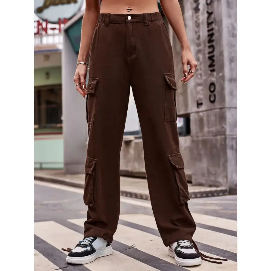 Casual Wide Leg Cargo Jeans Jeans