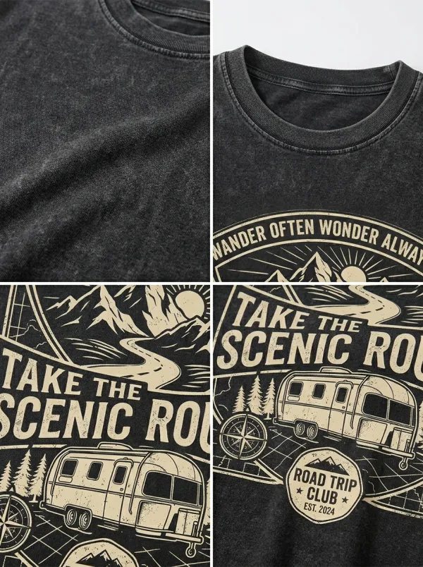 Unisex Road Trip Lover Mountain Camper Printed T-shirt