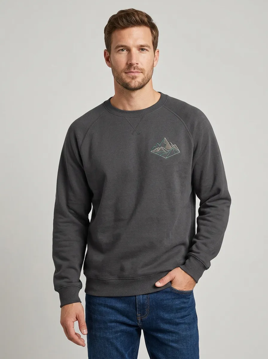 Men's Charcoal Graphic Crewneck Sweatshirt