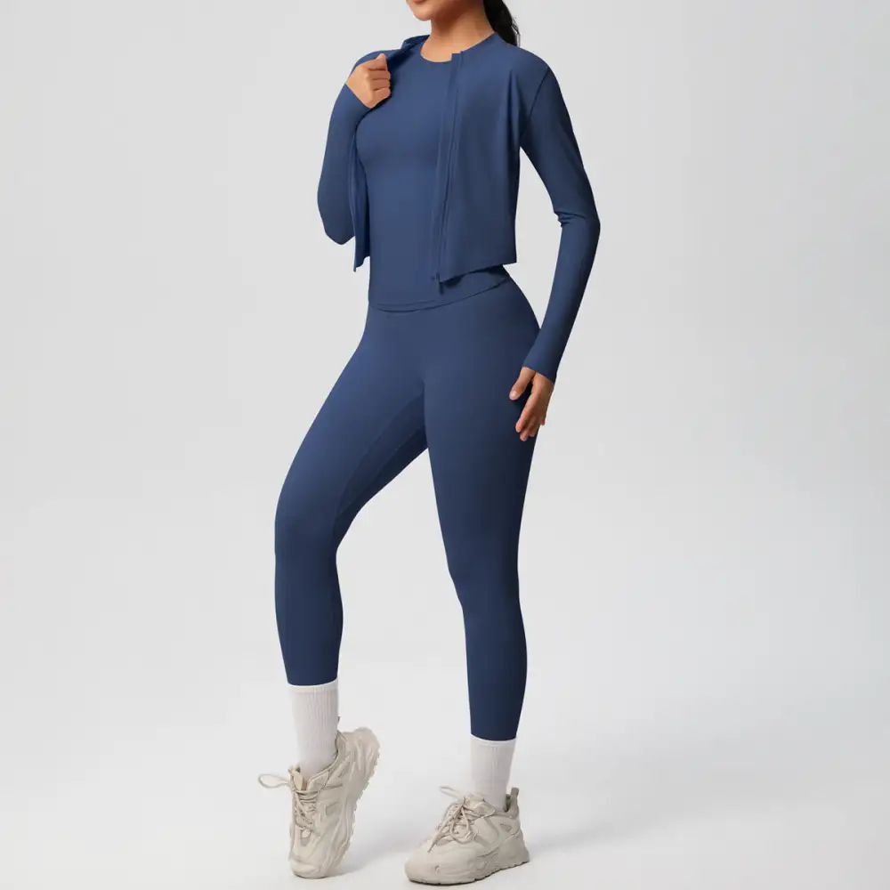 Short-Sleeve Quick-Dry Jacket, Top and Leggings Active Set