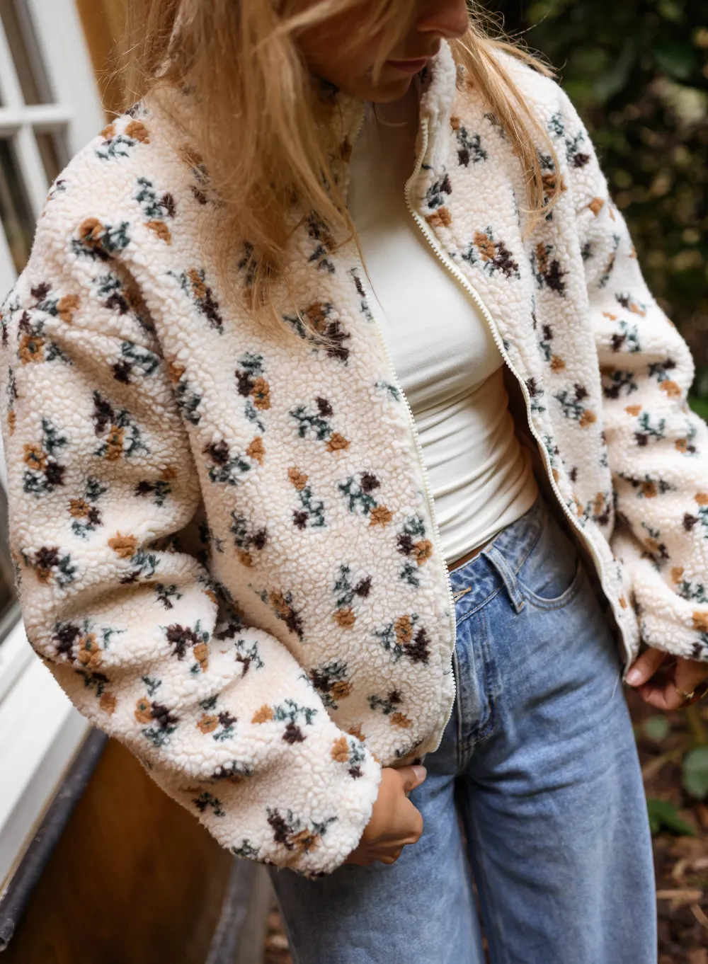 Floral Fleece Layering Jacket