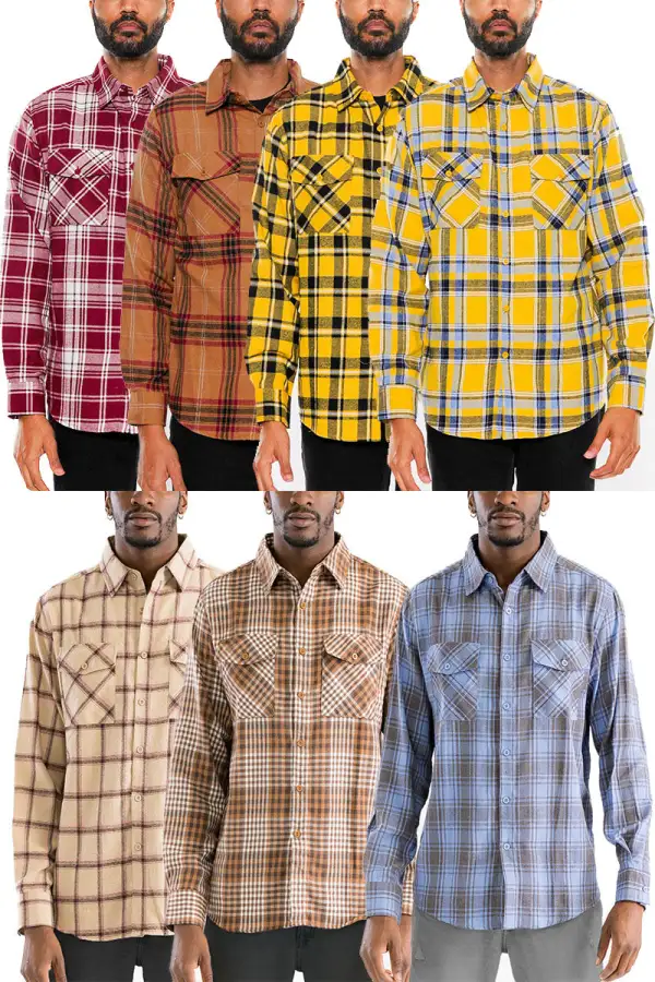 Burgundy White Brushed Flannel Shirt
