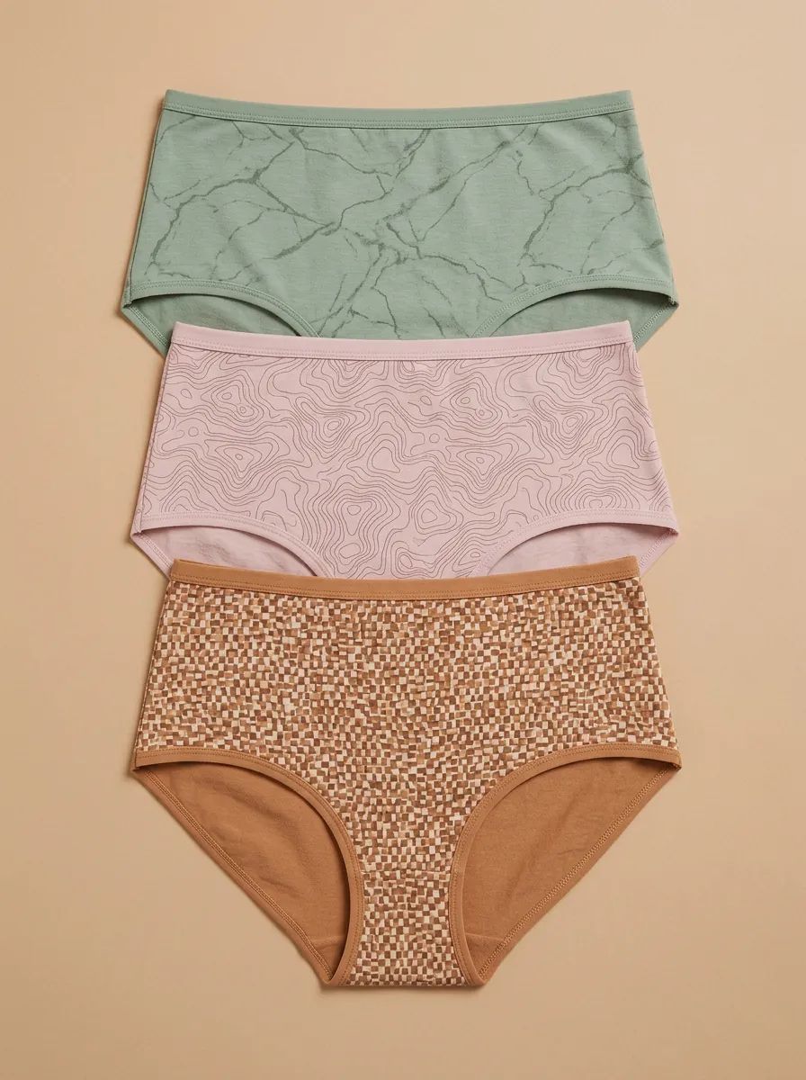 Women's Geometric Marble Topographic Printed Three-Pack Briefs