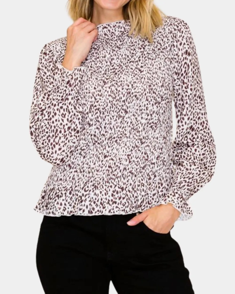 Peplum Animal Print Top