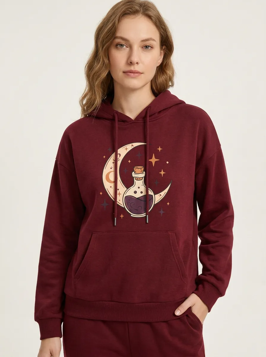 Women's Halloween Moon Potion Ghost Printed Tracksuit