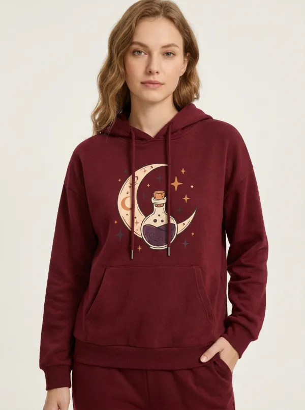 Women's Halloween Moon Potion Ghost Printed Tracksuit