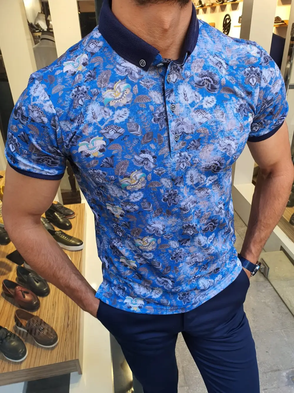 Classic Button Collar Slim Fit Cotton Polo Shirt