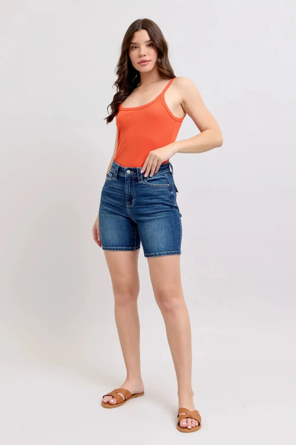 Structured High Waist Pocketed Denim Jeans
